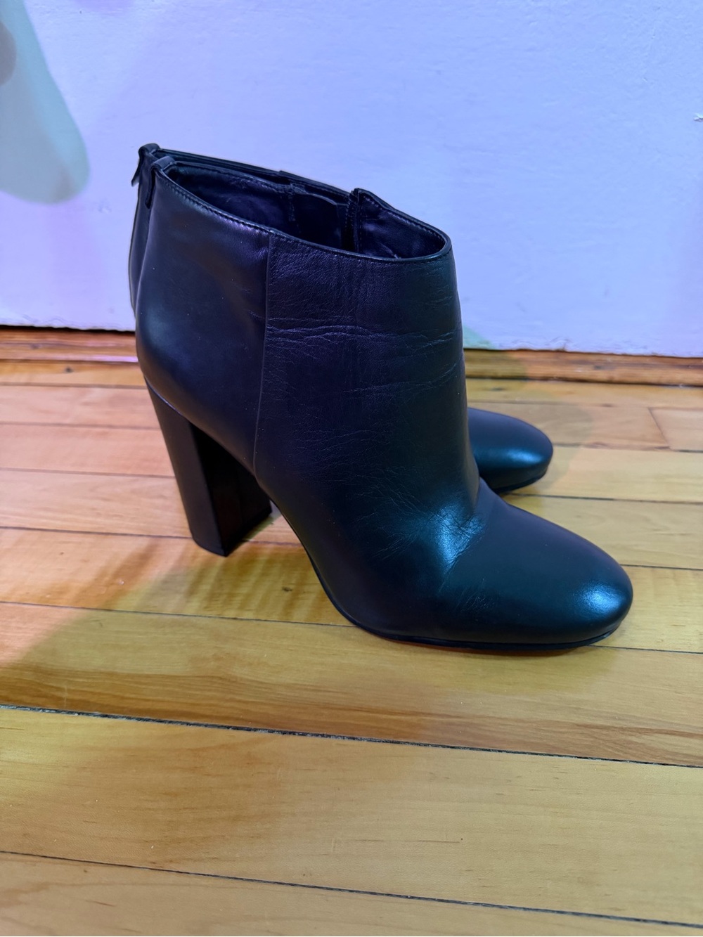 Sam Edelman Black Leather Block Heel Ankle Boots